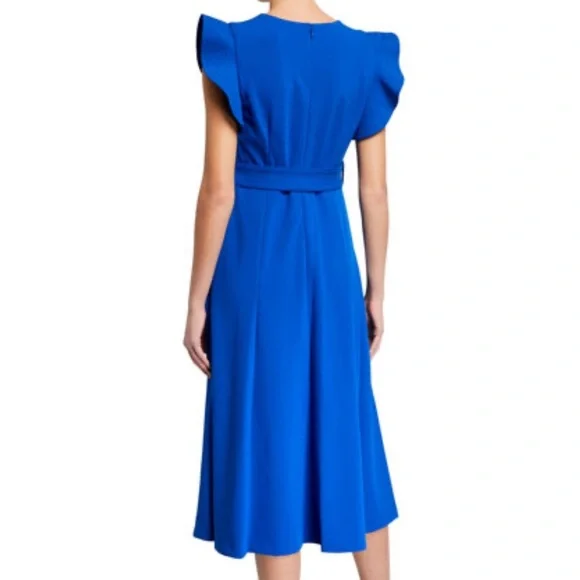 Calvin Klein Black Ruffle-Sleeve Belted Fit-&-Flare Dress with pocket - eharrisgallery.com Calvin Klein Black Ruffle-Sleeve Belted Fit-&-Flare Dress with pocket - eharrisgallery.com